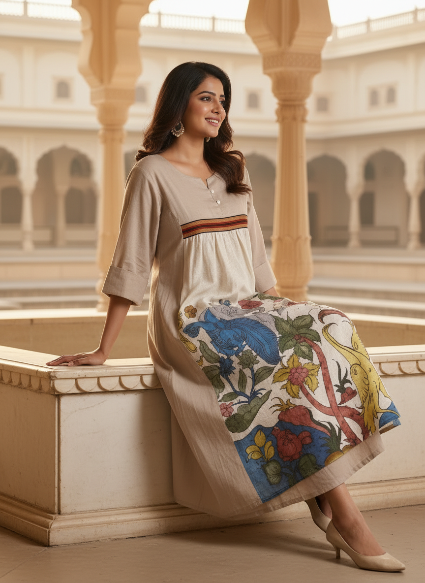 Sandstone Beige Cotton Kurti