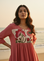 Cotton Dress with Hand-Painted Kalamkari Yoke