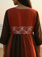 Ombré Cotton Dress with Hand-Painted Kalamkari Yoke