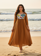 Cotton Dress with Hand-Painted Kalamkari Yoke