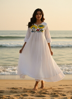 Cotton Dress with Hand-Painted Kalamkari Yoke