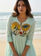 Cotton Dress with Hand-Painted Kalamkari Yoke