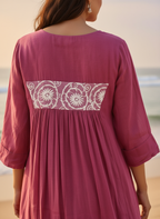 Cotton Dress with Hand-Painted Kalamkari Yoke