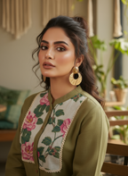 Floral Embroidered Cotton Kurti